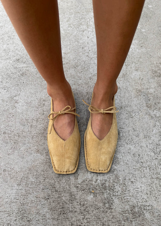Bailarinas de cuero beige de gamuza Sway-image