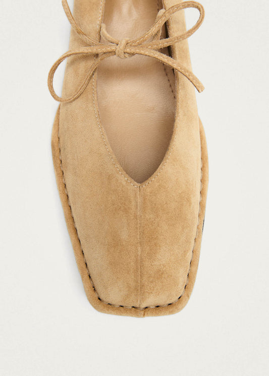 Bailarinas de cuero beige de gamuza Sway-image
