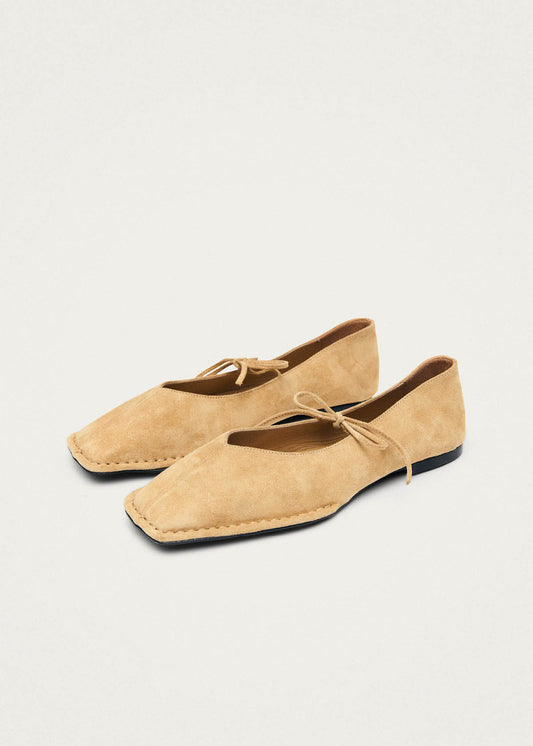 Bailarinas de cuero beige de gamuza Sway-image