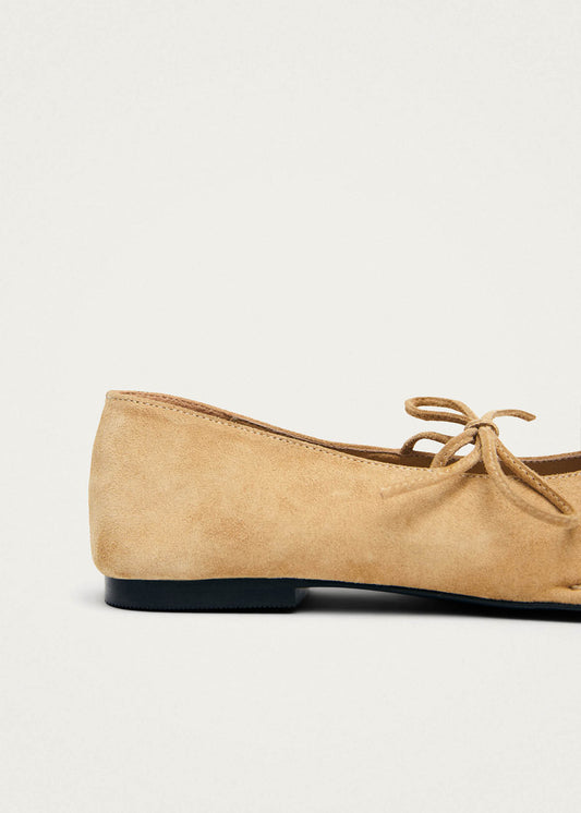 Bailarinas de cuero beige de gamuza Sway-image