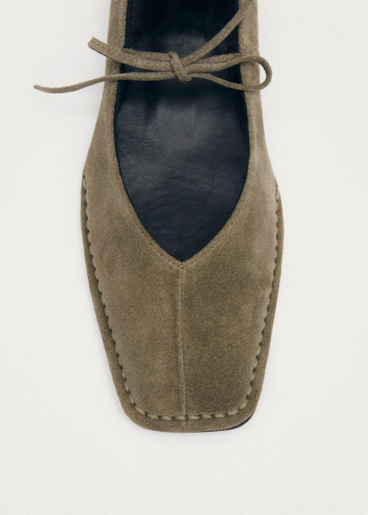 Sway Ballerine in Pelle Scamosciata Color Khaki-image