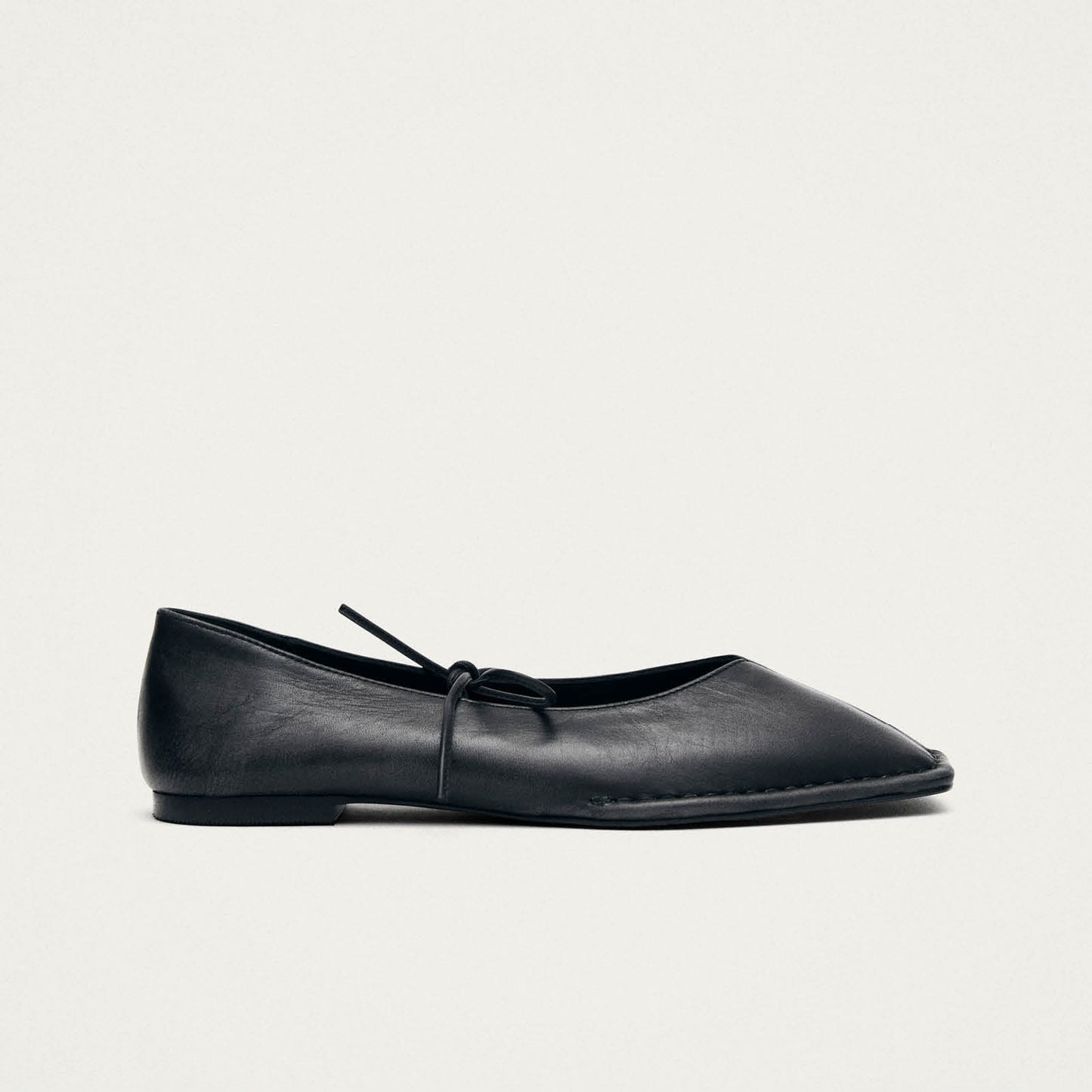 Sway Vintage-Effekt Schwarze Leder Ballerinas