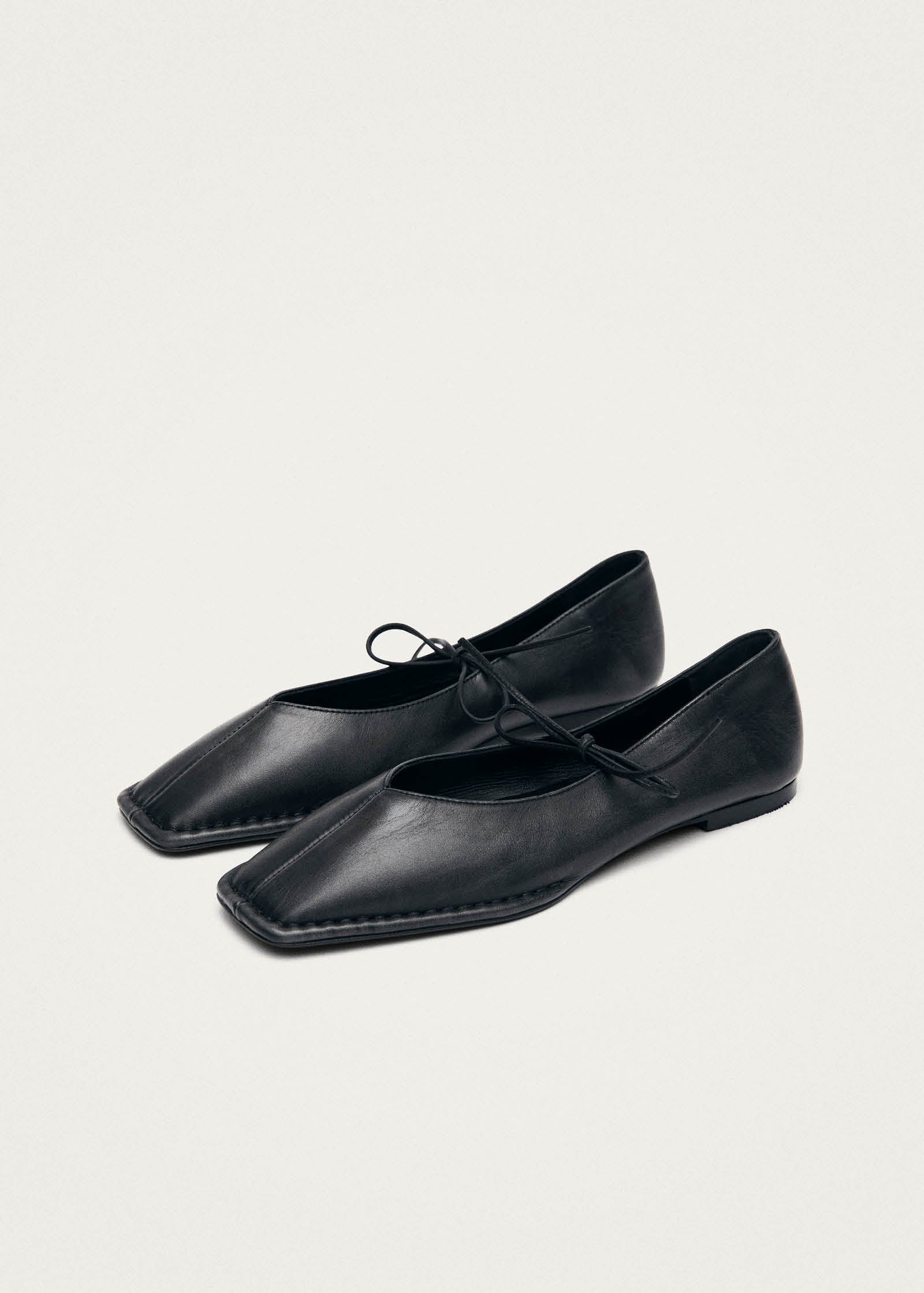 Sway Vintage-Effekt Schwarze Leder Ballerinas