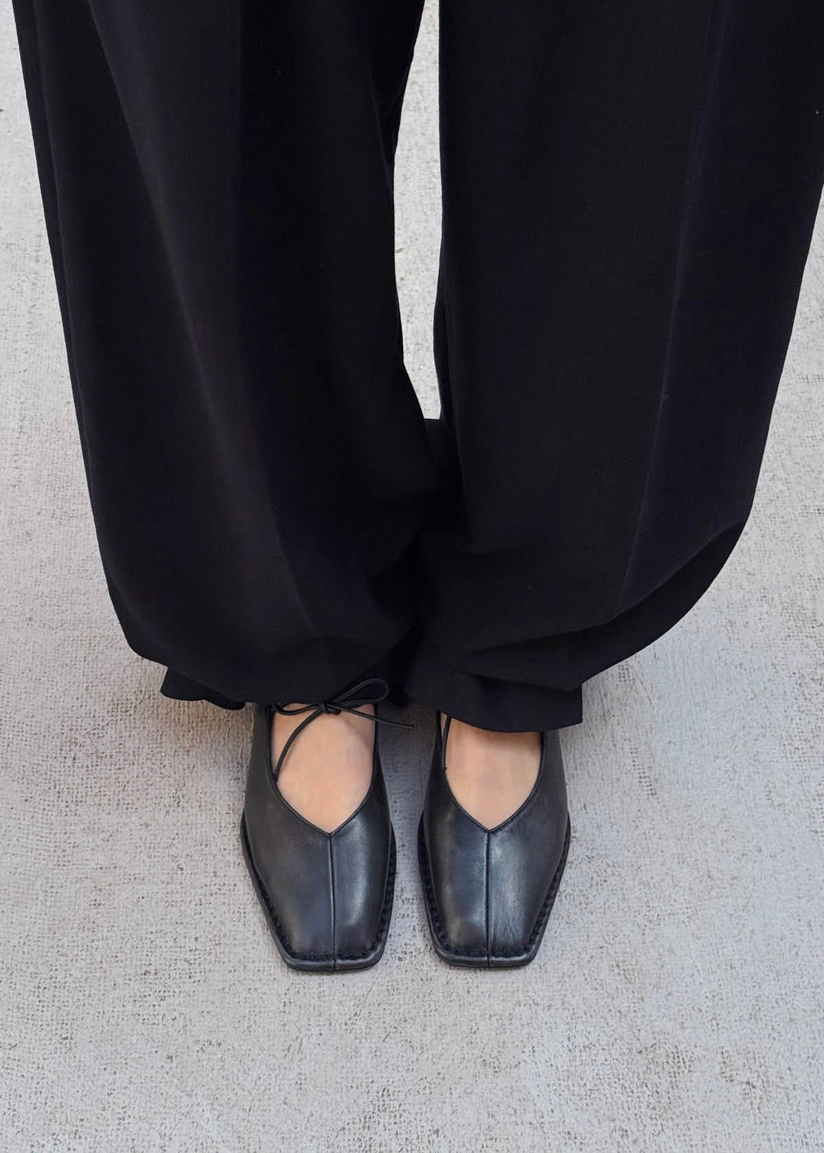 Sway Vintage-Effekt Schwarze Leder Ballerinas