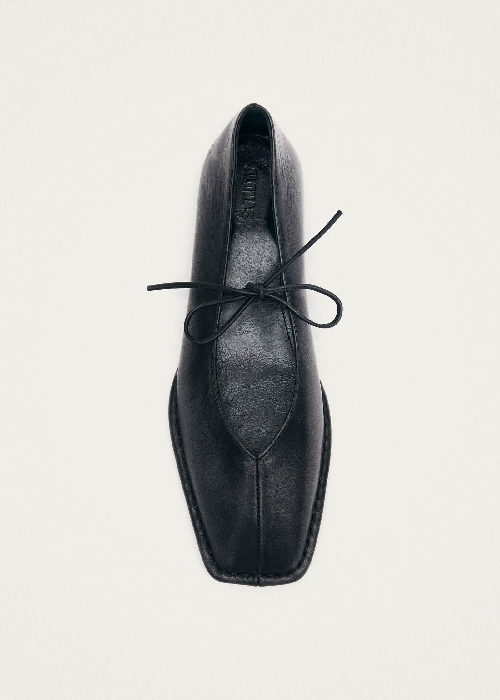 Sway Vintage-Effekt Schwarze Leder Ballerinas