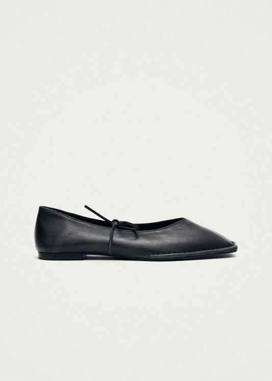 Sway Vintage Effect Ballerines en Cuir Noir-image