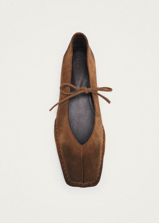 Sway Vintage Effect Suede Brown Leather Ballet Flats-image