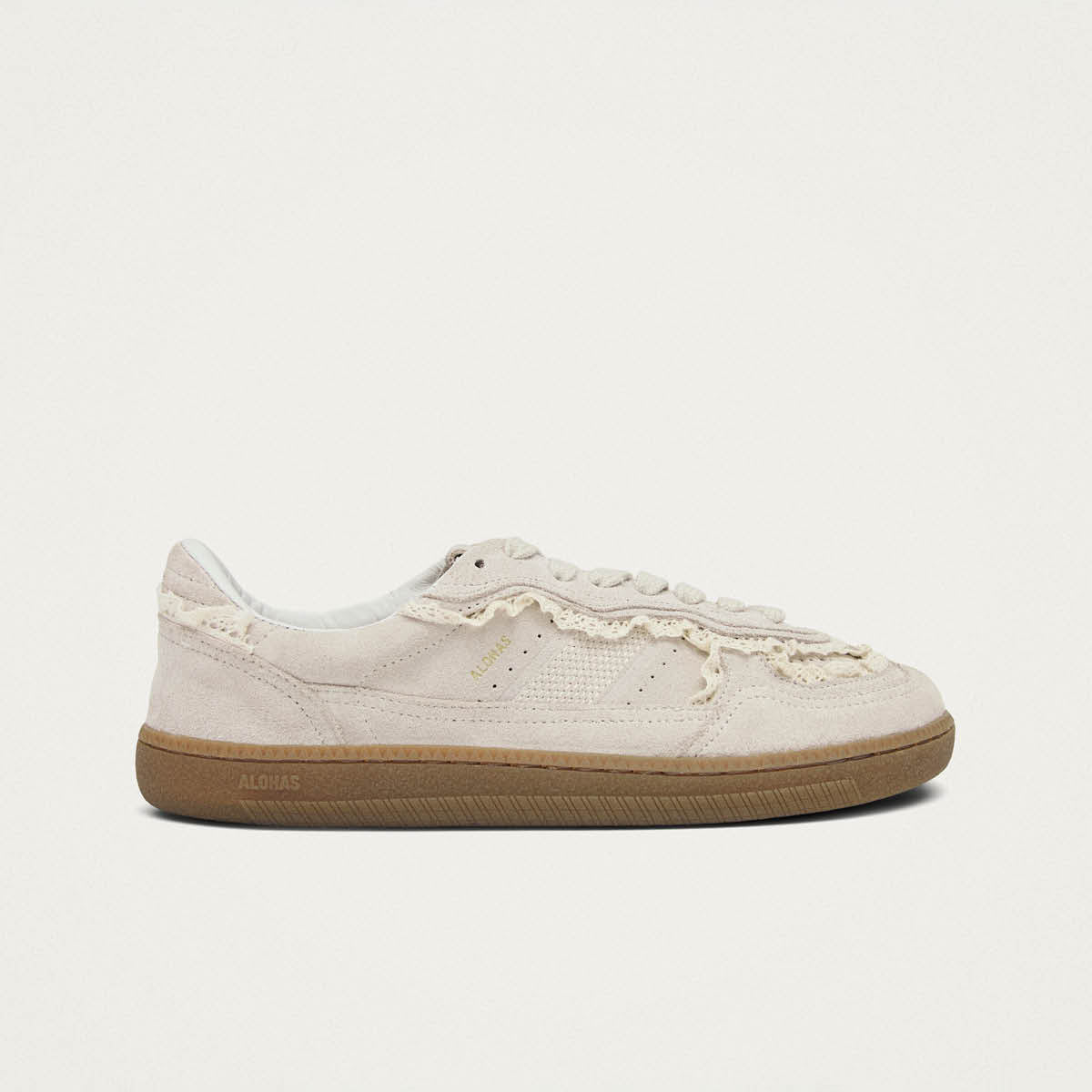 Tb.00 Zapatillas de Cuero Crochet Color Crema