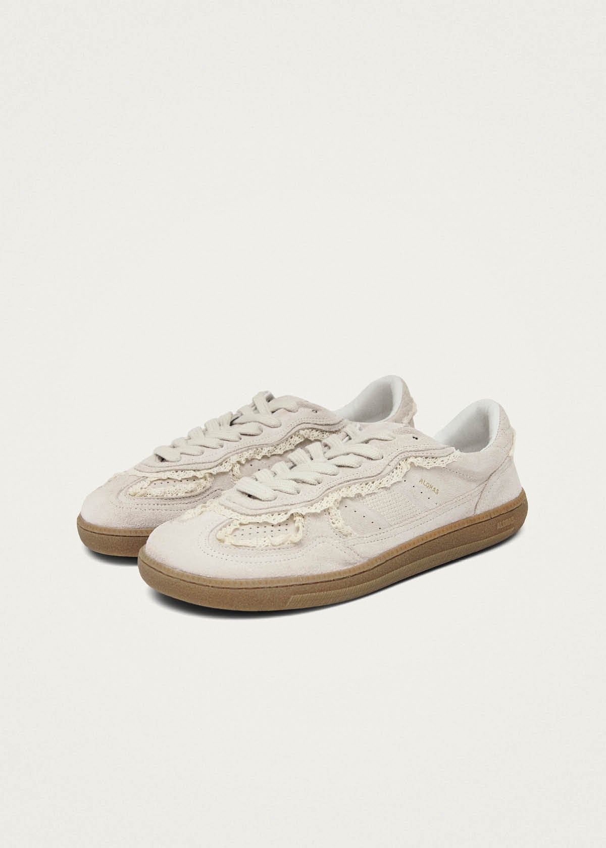 Tb.00 Zapatillas de Cuero Crochet Color Crema