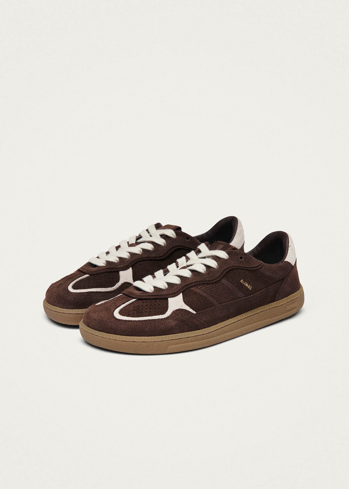 Tb.00 Zapatillas de Cuero Color Cocoa y Blanco