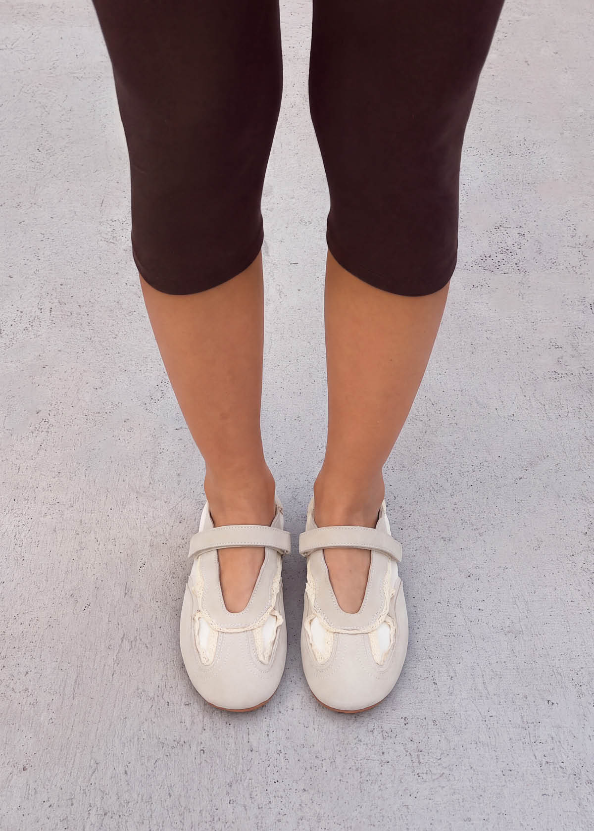 Tb.027 Meryl Crochet Cream Leather Sneakers