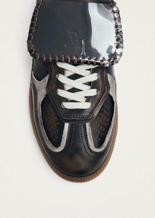 Zapatillas de cuero marrón con efecto vintage Club Vinyl Tb.490-image