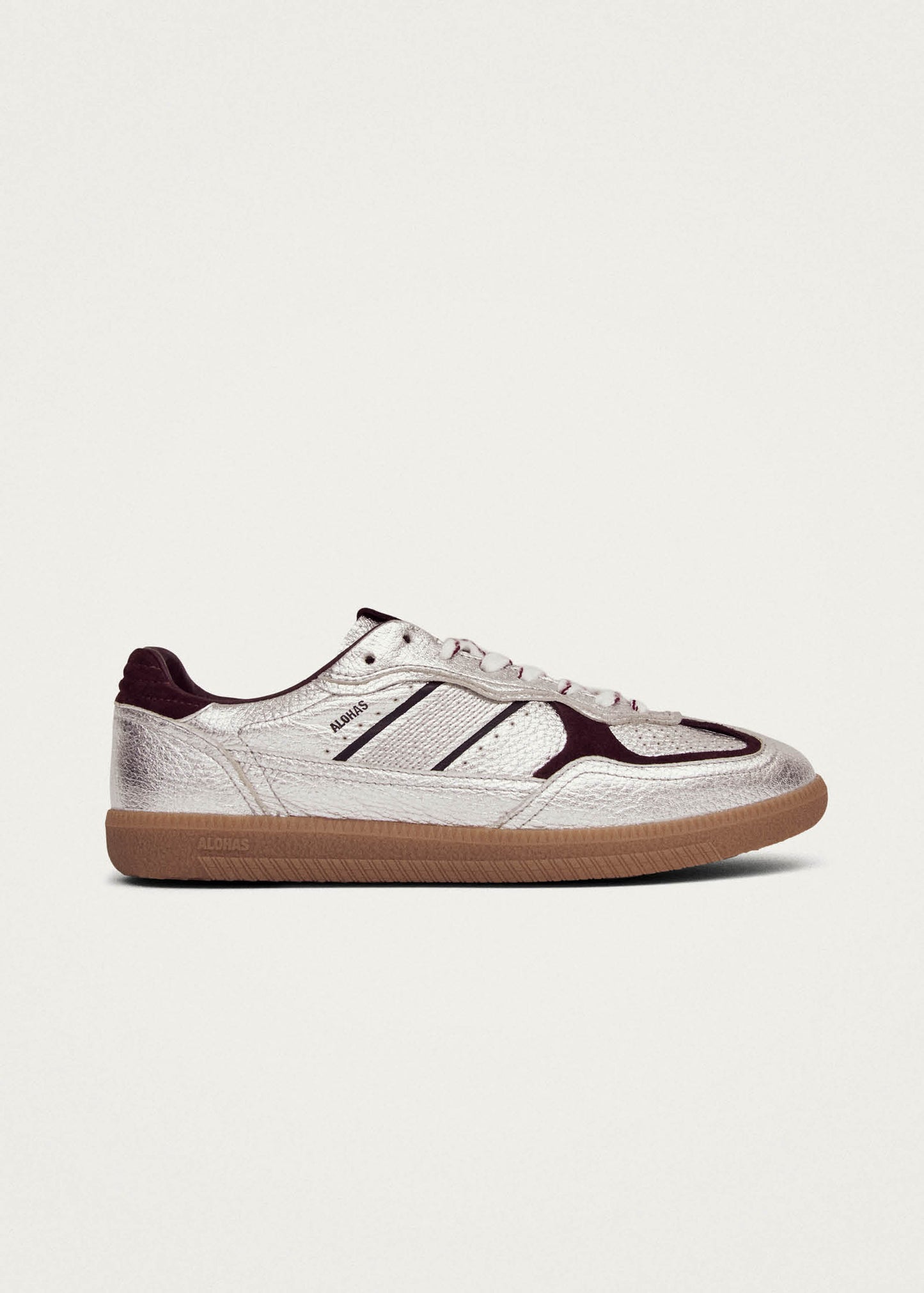 Tb.490 Grain Shimmer Silver & Burgundy Leather Sneakers
