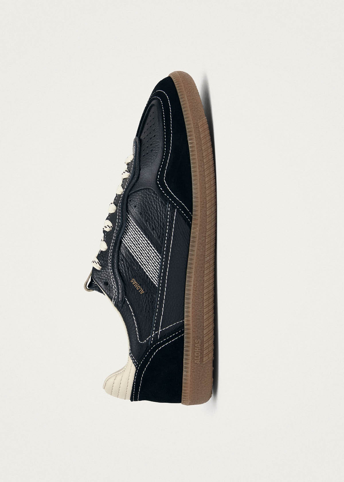 Tb.490 Baskets en Cuir Noir et Crème Grainé