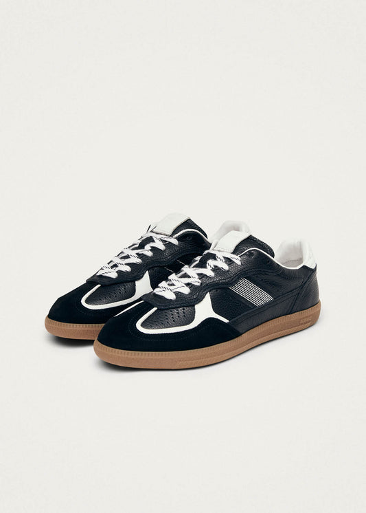 Tb.490 Sneakers en Cuir Noir et Blanc à Grain-image