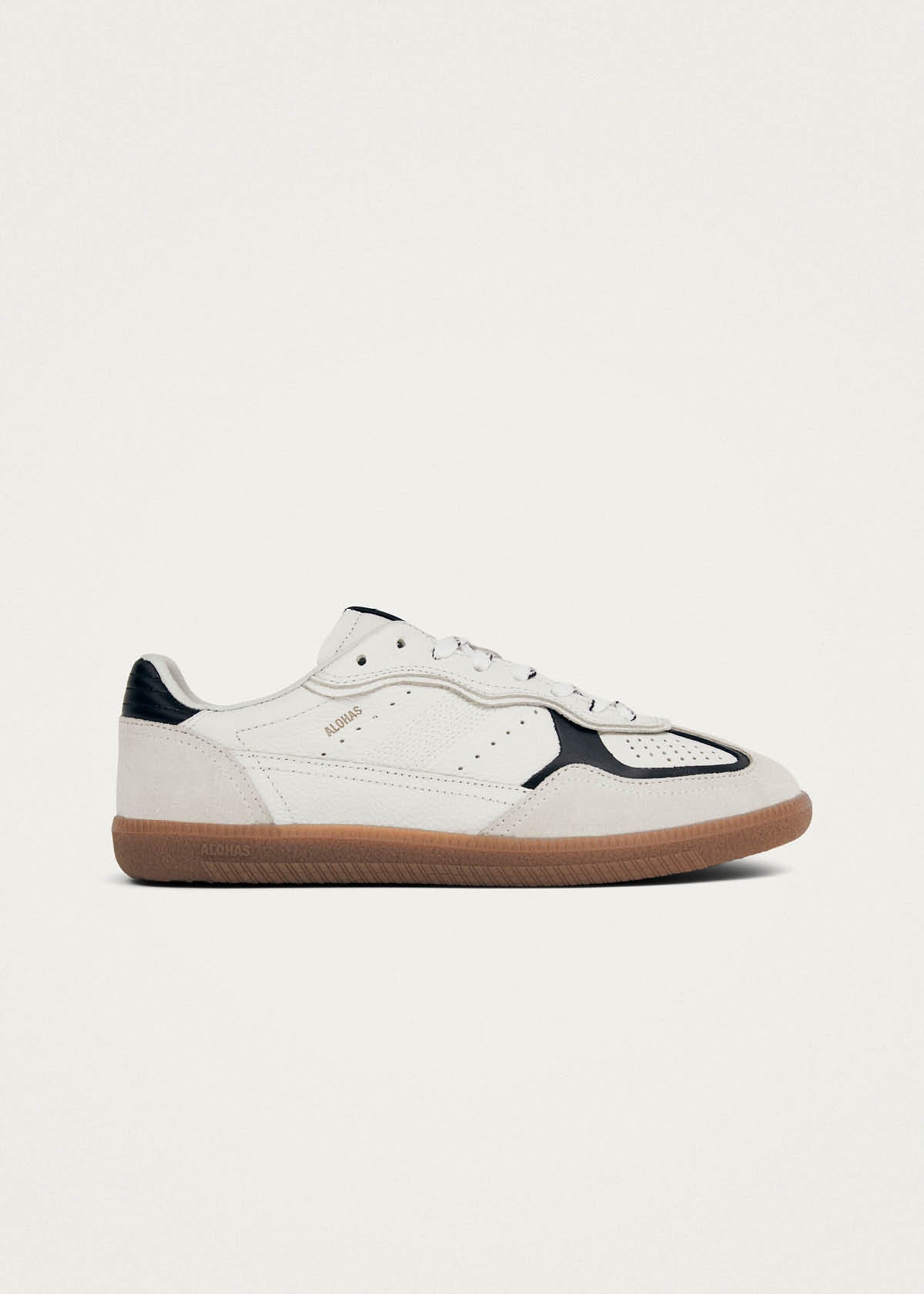 Tb.490 Zapatillas de Cuero Blanco y Negro con Grano