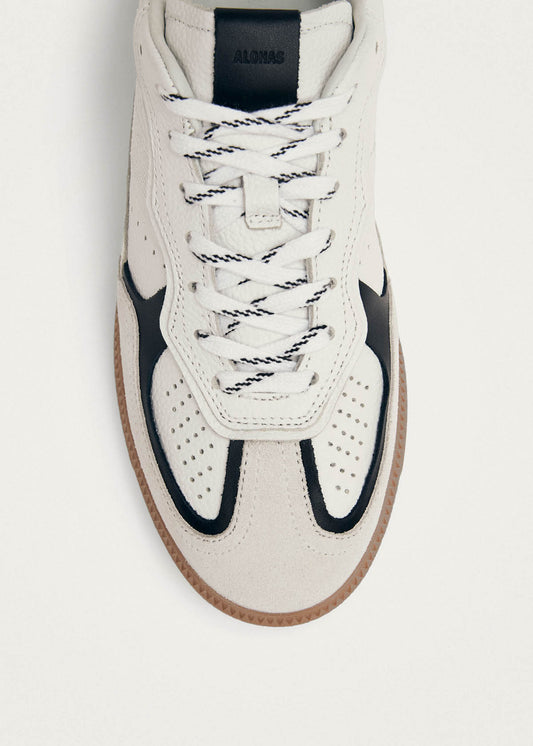 Tb.490 Baskets en Cuir Blanc et Noir Grain Rife-image