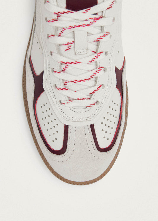 Tb.490 Sneakers in Pelle Bianco Bordeaux con Grana-image