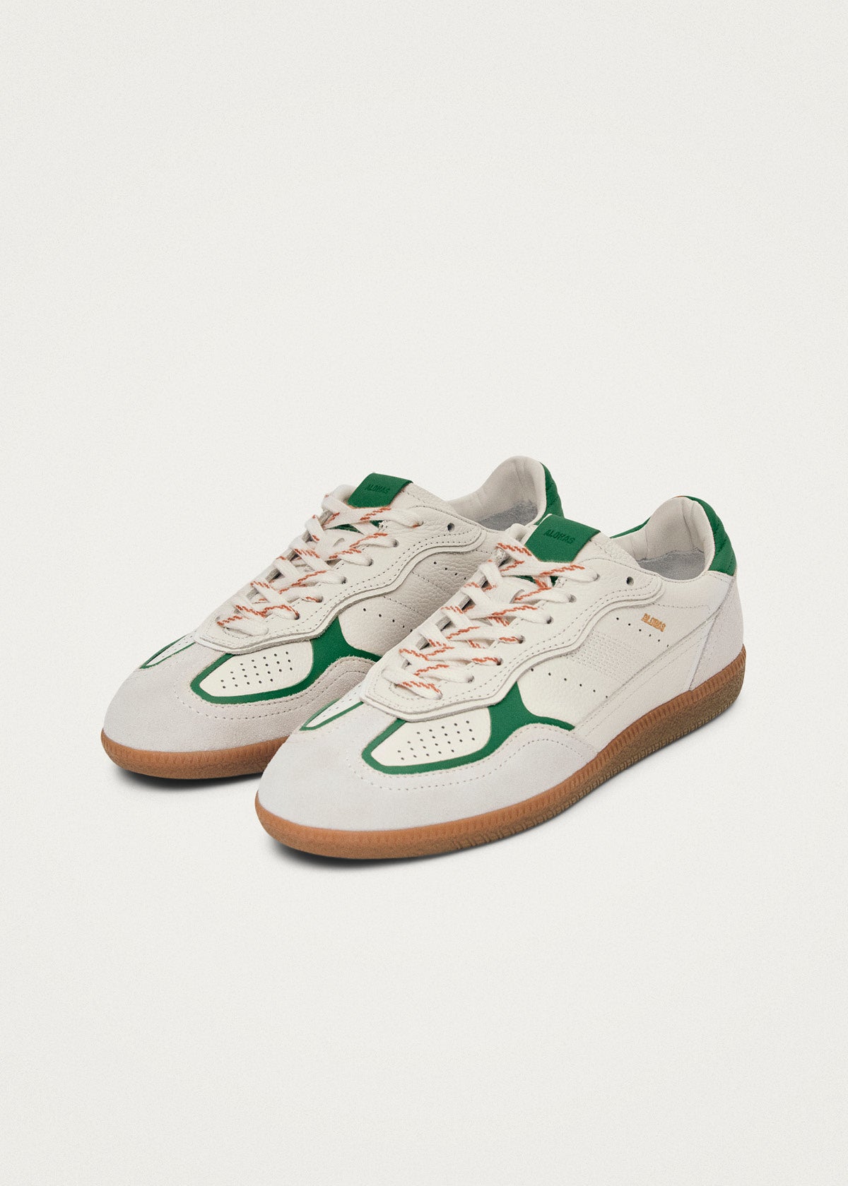 Tb.490 Rife Grain White Grass Green Leather Sneakers