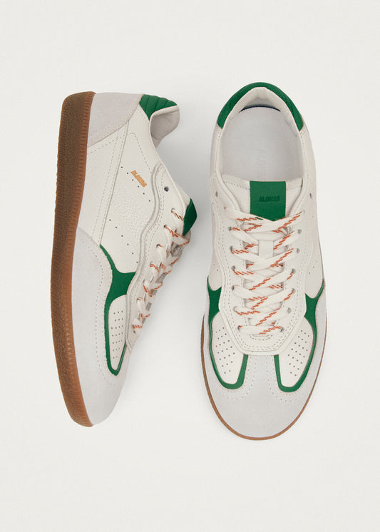 Tb.490 Zapatillas de Cuero Color Blanco y Verde Hierba-image