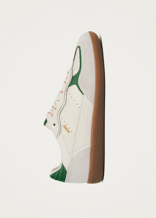 Tb.490 Zapatillas de Cuero Color Blanco y Verde Hierba-image