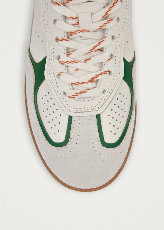Tb.490 Zapatillas de Cuero Color Blanco y Verde Hierba-image