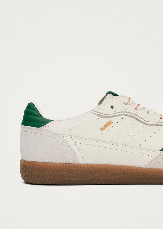 Tb.490 Zapatillas de Cuero Color Blanco y Verde Hierba-image