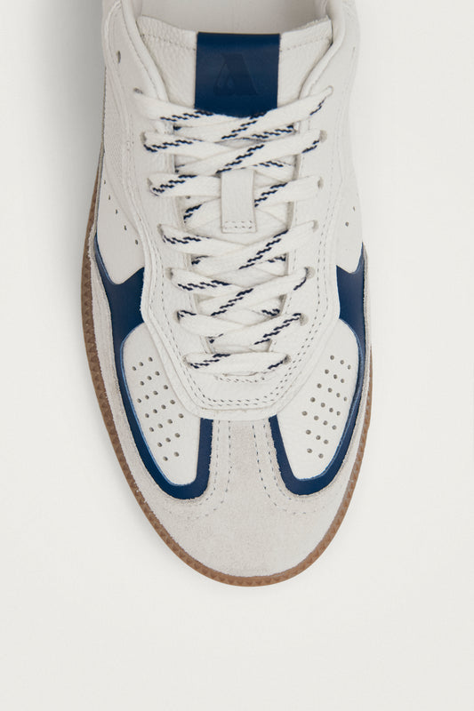 Tb.490 Baskets en Cuir Blanc et Marine Grain-image