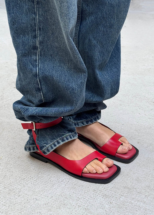 Tebas Sandali in Pelle Rossa-image