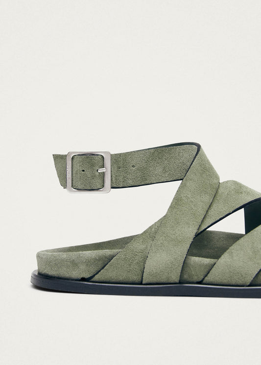 Tide Suede Green Leather Sandals-image