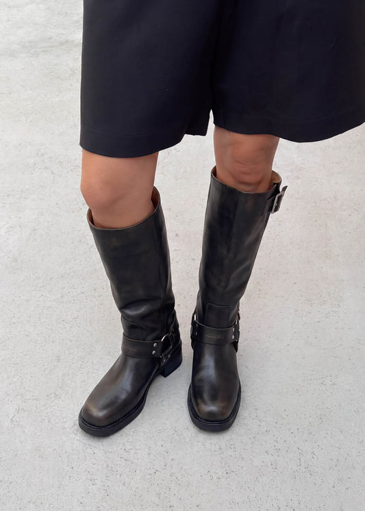 Tomi Bottes En Cuir Marron Effet Vintage-image