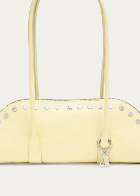 Vera Studs Patent Pale Yellow Leather Bag-image