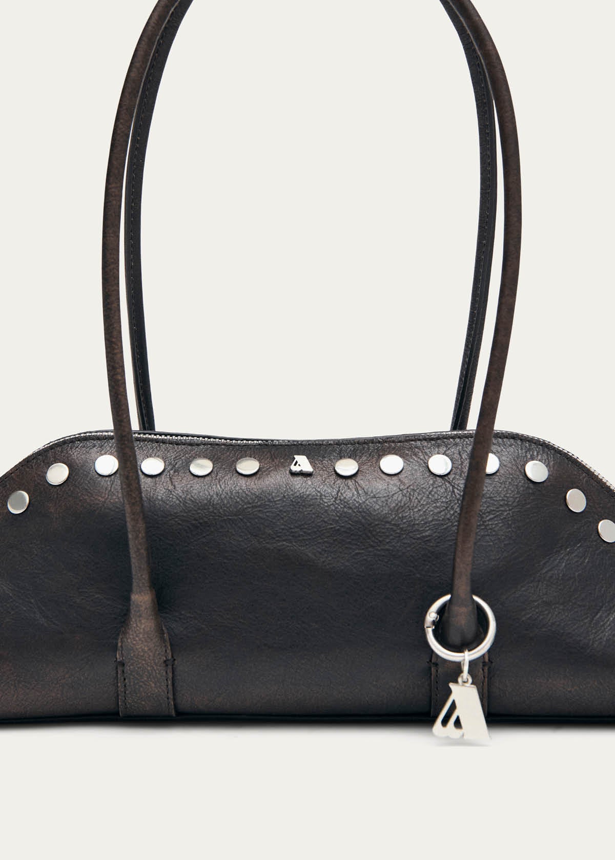 Vera Studs Vintage Effect Brown Leather Bag